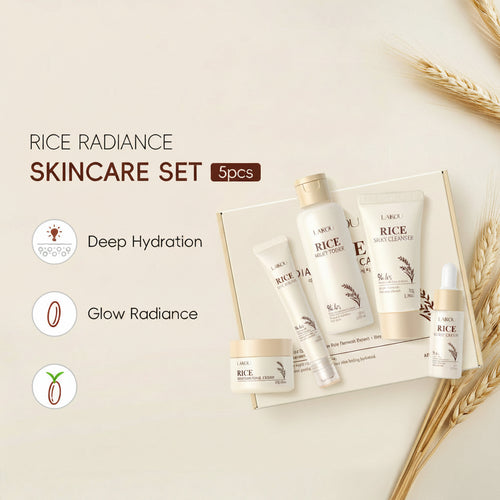 The Luxe Collection moisturizing facial skincare set with plant extract creams, featuring jars of skincare products on a light background.