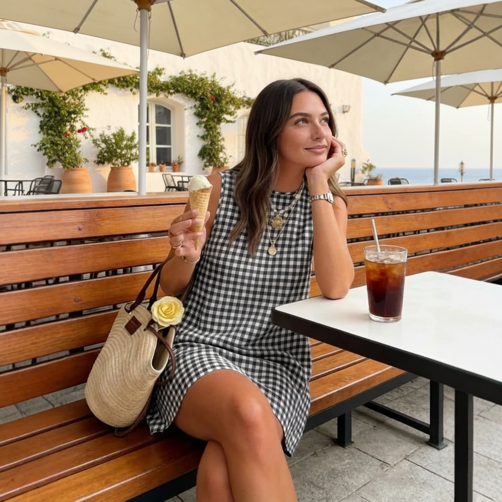 Womens Casual, Chic Sleeveless Plaid Dress